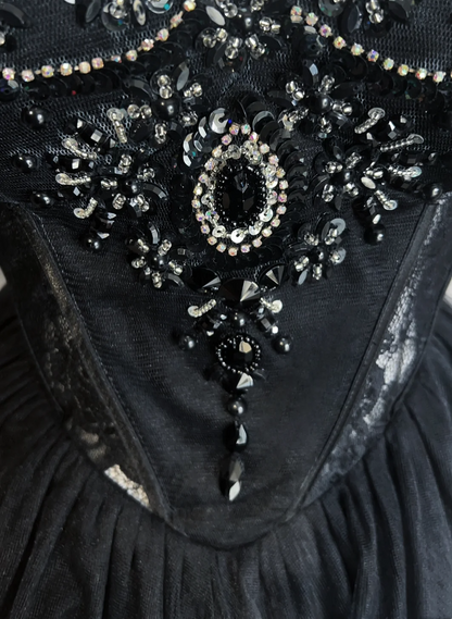 Vintage Ball Gown Spaghetti Straps Black Tulle Mini Short Formal 8th Grade Homecoming Dresses Summer Middle School Hoco Dress Homecoming Outfits Birthday Outfit DH1112