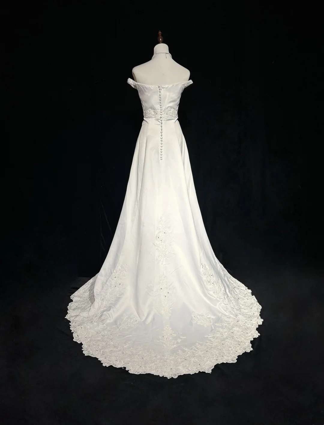 Vintage Bridal Gown A line Off The Shoulder Pearls Long White 70s Wedding Dresses Elegant Bridal Gowns DH1113