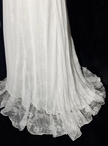 Vintage Bridal Gown 1960s A Line V Neck Short Sleeves Lace Beads Long White 90s Wedding Dresses Elegant Brides Gowns DH1118