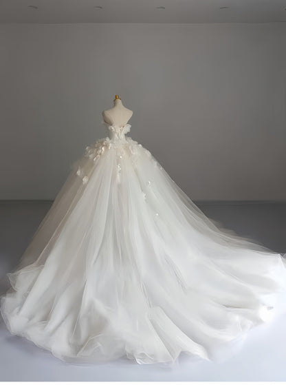 Pretty Wedding Dress Ball Gown Strapless White Long Tulle Wedding Dresses Bridal Gowns Brides Gown DH112