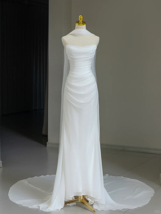 Modest Bridal Gown Sheath Off The Shoulder With Short Sleeves Tulle Wedding Dresses Elegant Brides Gowns DH1134