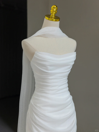 Modest Bridal Gown Sheath Off The Shoulder With Short Sleeves Tulle Wedding Dresses Elegant Brides Gowns DH1134