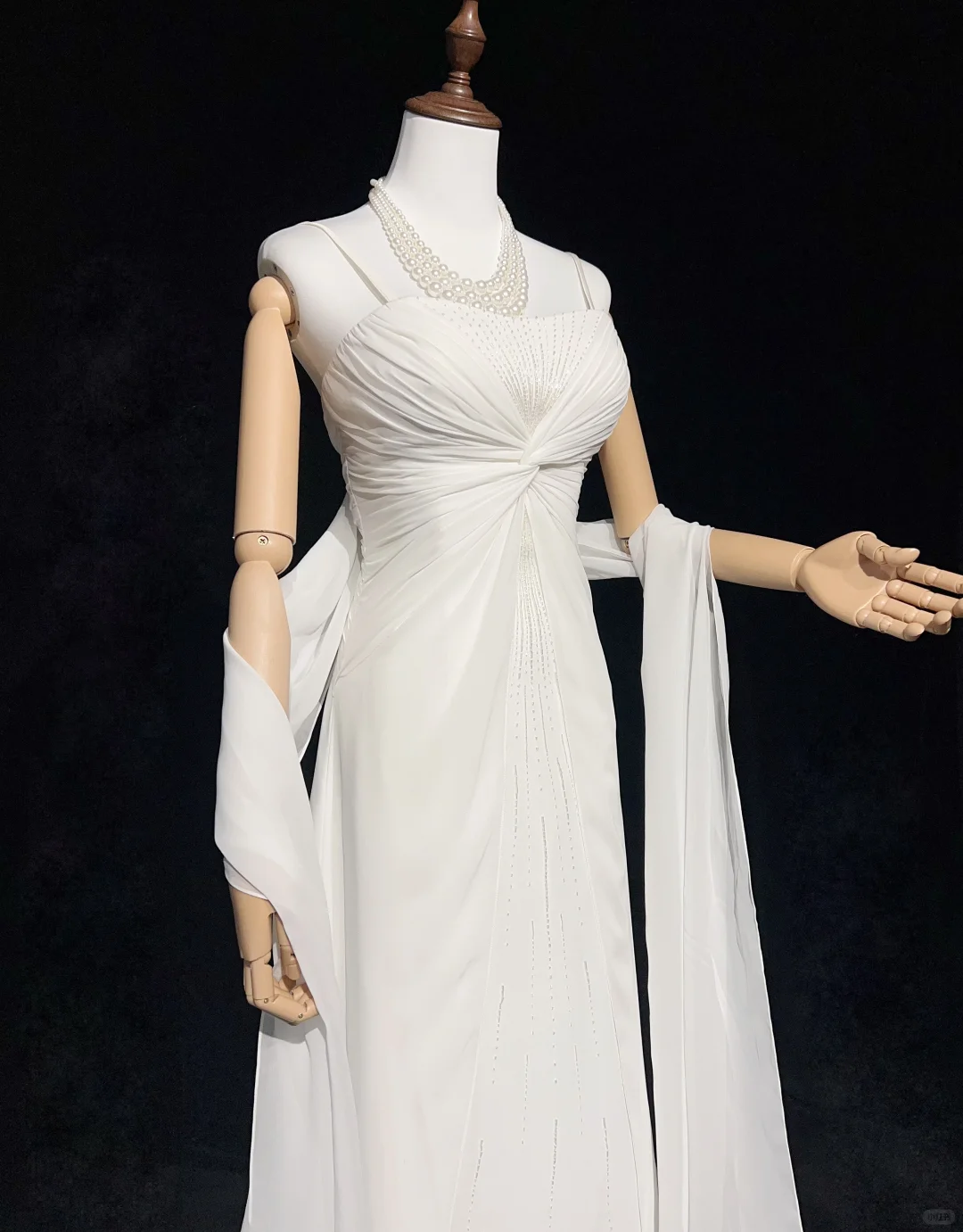 Unique Bridal Gown A Line Spaghetti Straps Chiffon Long White 50s Wedding Dresses Vintage Bridal Gowns DH1144