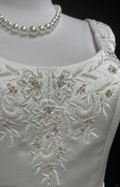 Unique Bridal Gown Ball Gown Square Neck Long White Satin 70s Wedding Dresses Vintage Bridal Gowns DH1146