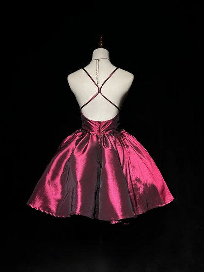 Vintage Ball Gown Spaghetti Straps Burgundy Mini Short Formal 8th Grade Homecoming Dresses Summer Middle School Hoco Dress 20th Birthday Outfits DH1148