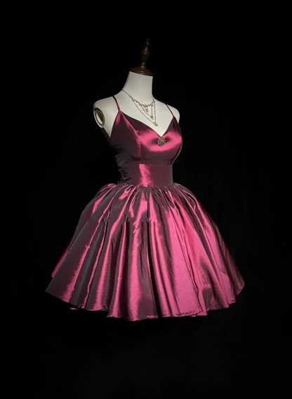 Vintage Ball Gown Spaghetti Straps Burgundy Mini Short Formal 8th Grade Homecoming Dresses Summer Middle School Hoco Dress 20th Birthday Outfits DH1148