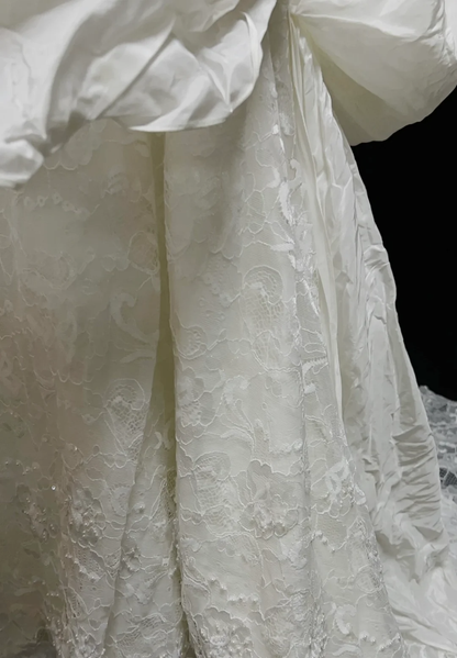 Classic Elegant Wedding Gown Mermaid Off The Shoulder Short Sleeves Ivory Lace 80s Wedding Dresses Vintage Bridal Gowns DH1151