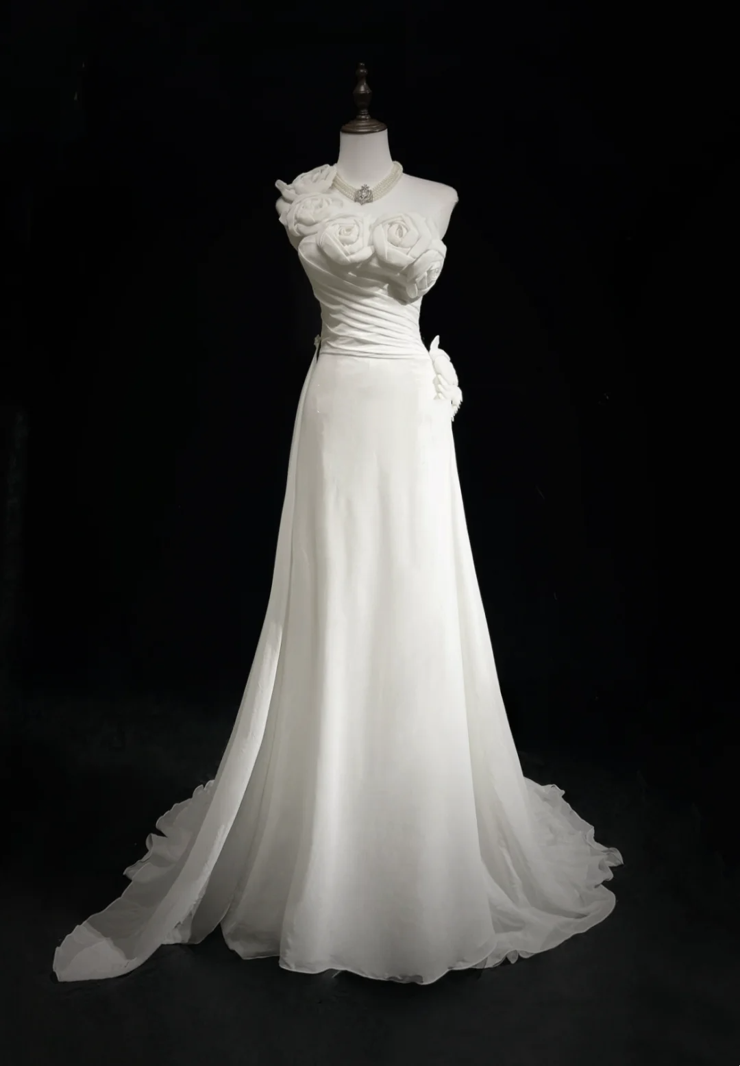 Unique Wedding Dress Sheath One Shoulder Chiffon White Flowers 90s Wedding Dresses Vintage Bridal Gowns DH1152