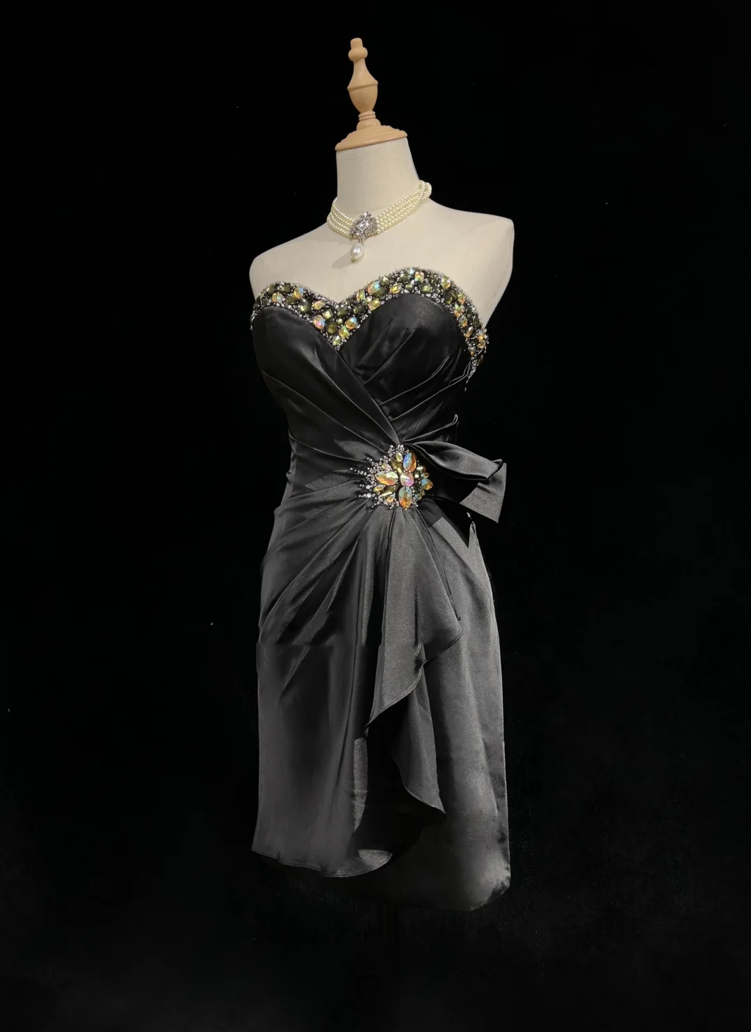 Vintage Sheath Sweetheart Black Satin Mini Short Formal 8th Grade Homecoming Dresses Summer Middle School Hoco Dress 20th Birthday Outfits DH1154