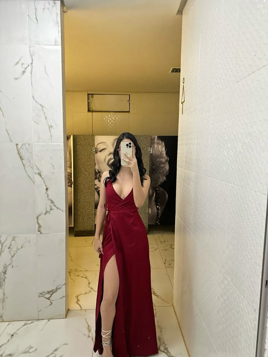 Elegant A line Spaghetti Straps Burgundy Long Prom Dresses Party Dress Summer 20th Birthday Outfits 18th Birthday Dress Inspo For Teens DH119