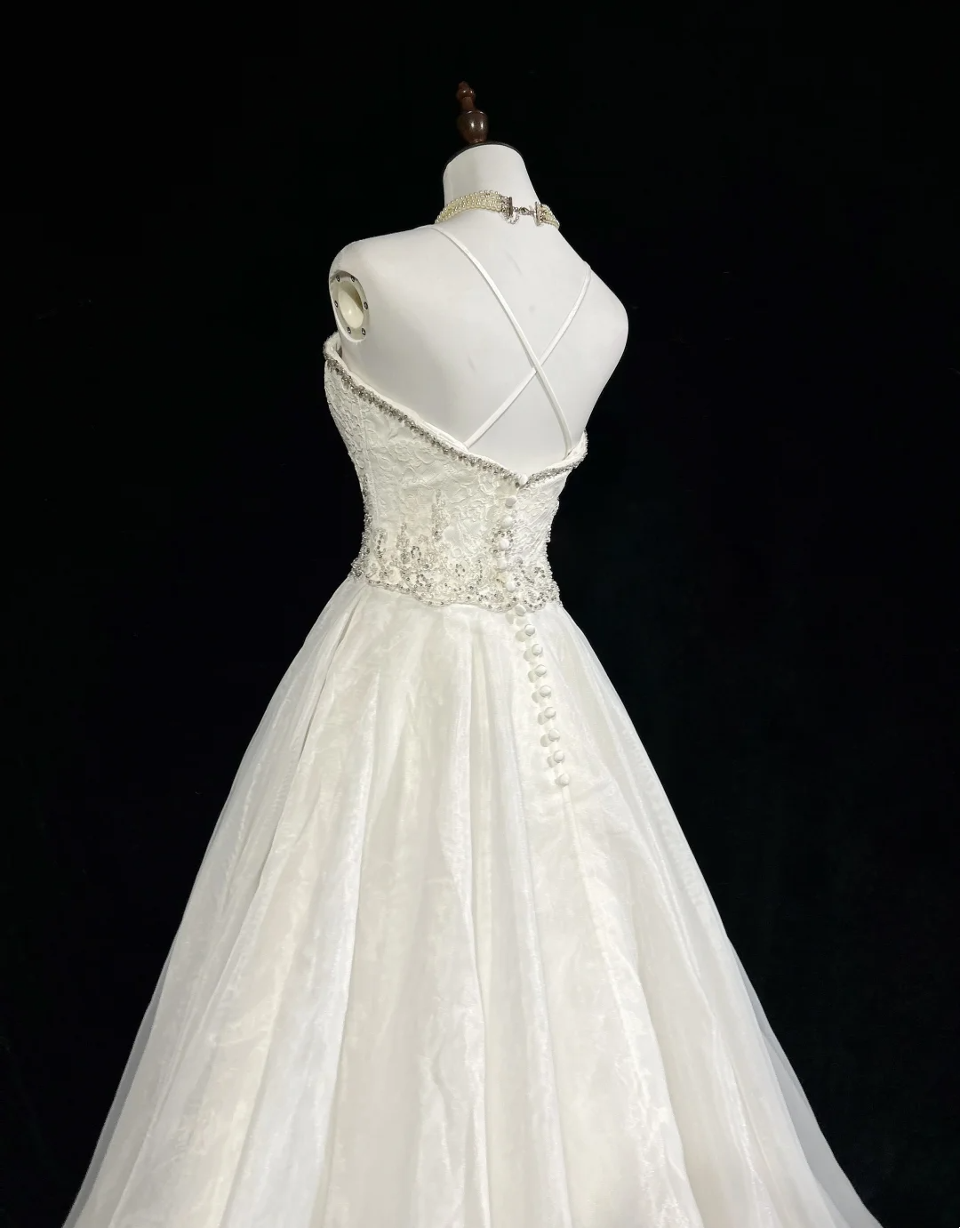 Unique Bridal Dress A Line Spaghetti Straps White Lace Long 90s Wedding Dresses Vintage Bride Dress Bridal Gowns DH1259