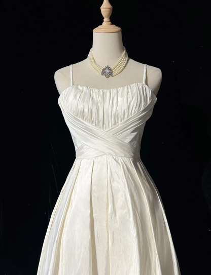 Unique Bridal Dress High Low Spaghetti Straps White 90s Wedding Dresses Vintage Bride Dress Bridal Gowns DH1261