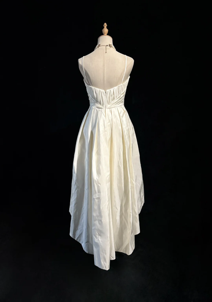 Unique Bridal Dress High Low Spaghetti Straps White 90s Wedding Dresses Vintage Bride Dress Bridal Gowns DH1261