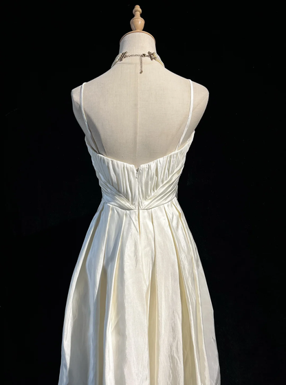 Unique Bridal Dress High Low Spaghetti Straps White 90s Wedding Dresses Vintage Bride Dress Bridal Gowns DH1261