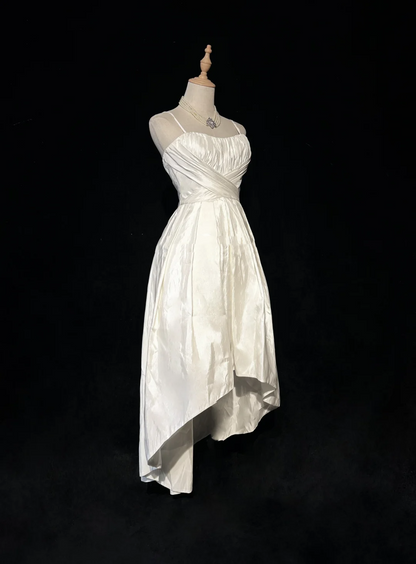 Unique Bridal Dress High Low Spaghetti Straps White 90s Wedding Dresses Vintage Bride Dress Bridal Gowns DH1261