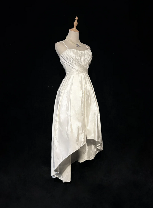 Unique Bridal Dress High Low Spaghetti Straps White 90s Wedding Dresses Vintage Bride Dress Bridal Gowns DH1261