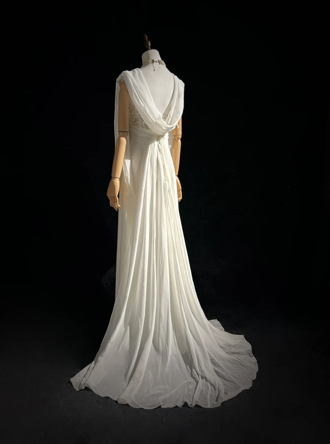 Unique Bridal Dress A line Spaghetti Straps White 90s Chiffon Wedding Dresses Vintage Bride Dress Bridal Gowns DH1262