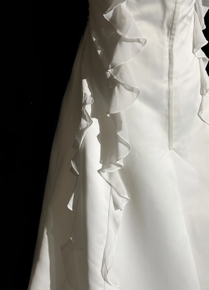 Unique Bridal Dress A line Halter Wedding Dress With Beads Layers White 90s Chiffon Wedding Dresses Vintage Bride Dress Bridal Gowns DH1263