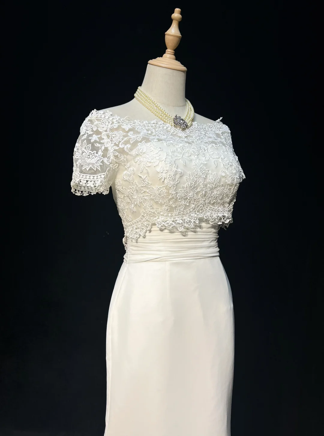 Unique Bridal Gown Mermaid Strapless Chiffon Wedding Dress With White Short Sleeves Lace Jacket Wedding Dresses Vintage 80s Wedding Gowns DH1265