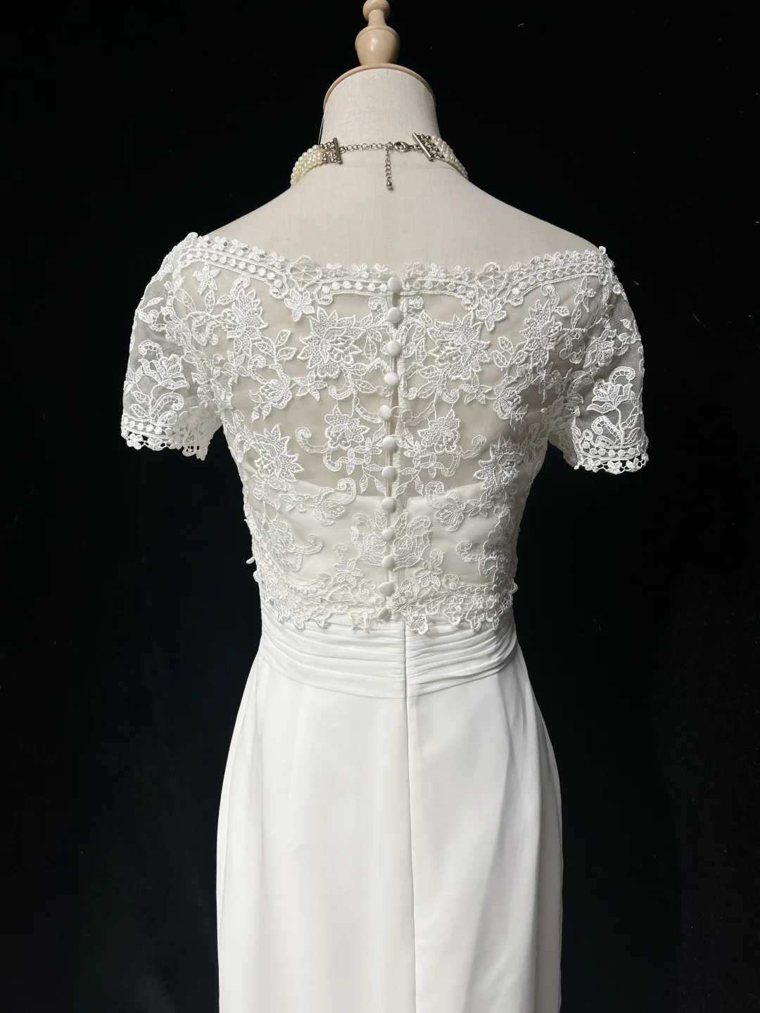 Unique Bridal Gown Mermaid Strapless Chiffon Wedding Dress With White Short Sleeves Lace Jacket Wedding Dresses Vintage 80s Wedding Gowns DH1265