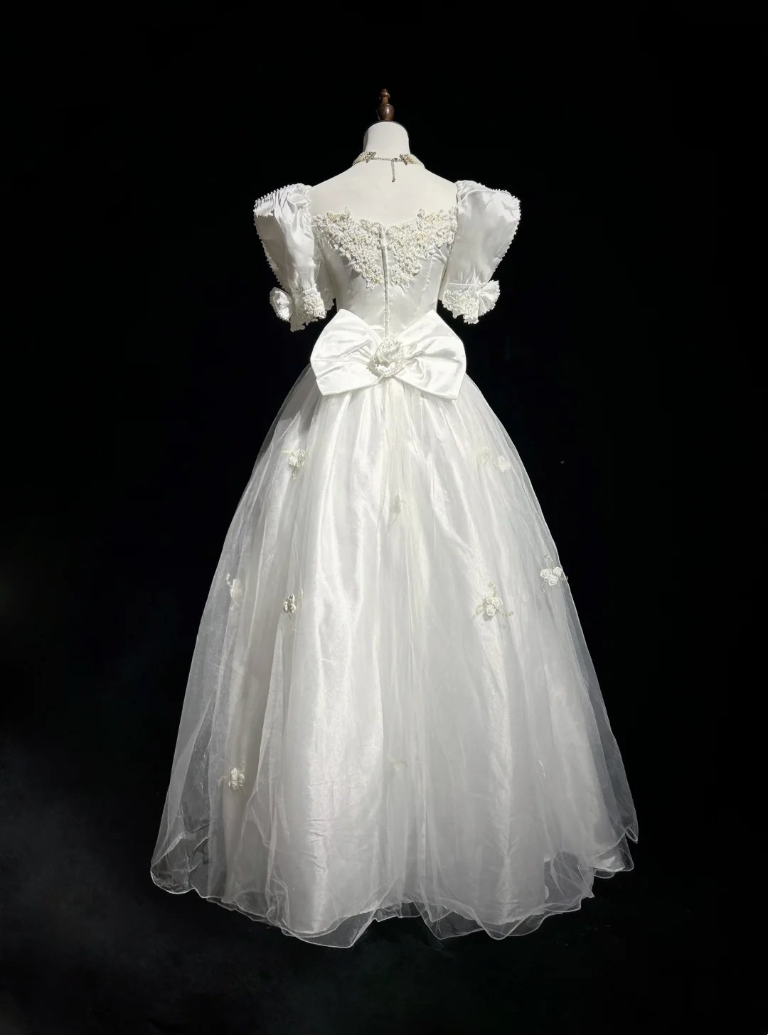 Princess Bridal Gown Ball Gown Square Neck Tulle 1960s Wedding Dress With White Short Sleeves Lace Wedding Dresses Vintage 80s Wedding Gowns DH1266