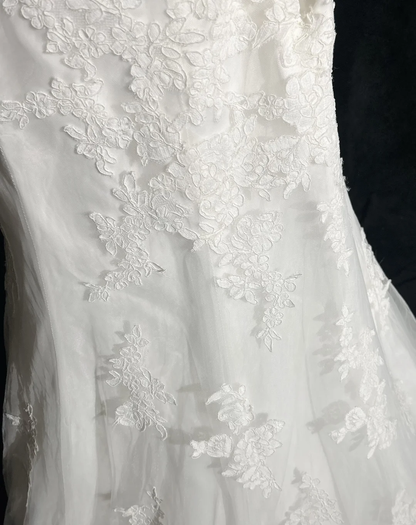 Classic Wedding Dress Mermaid Strapless White Lace Long 70s Wedding Dresses Vintage Bride Dress Bridal Gowns DH1267