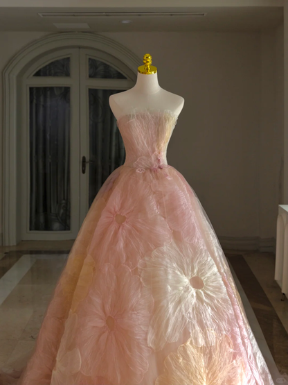 Luxury Ball Gown Strapless Sleeveless Tulle Lace Quinceanera Dress Formal Gowns Vestido De 15 Anos Sweet 16 Dress DH1303
