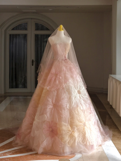 Luxury Ball Gown Strapless Sleeveless Tulle Lace Quinceanera Dress Formal Gowns Vestido De 15 Anos Sweet 16 Dress DH1303