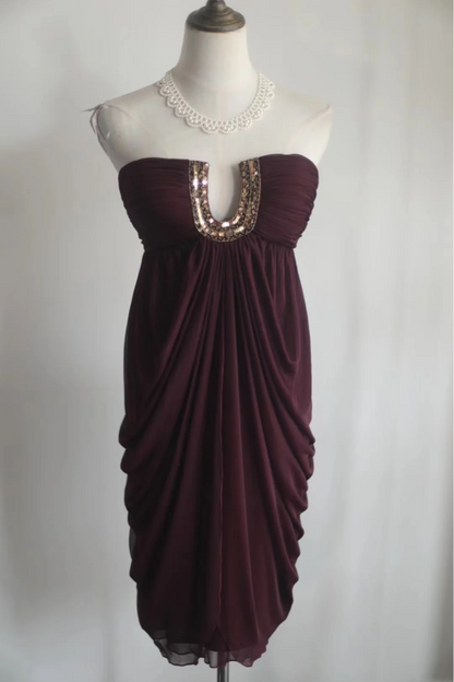 Retro A line Strapless Burgundy Chiffon Mini Short Formal 8th Grade Homecoming Dresses Summer Middle School Hoco Dress 16th Birthday Outfits DH1309