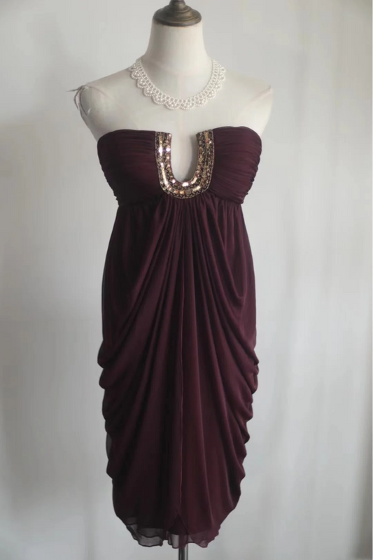 Retro A line Strapless Burgundy Chiffon Mini Short Formal 8th Grade Homecoming Dresses Summer Middle School Hoco Dress 16th Birthday Outfits DH1309