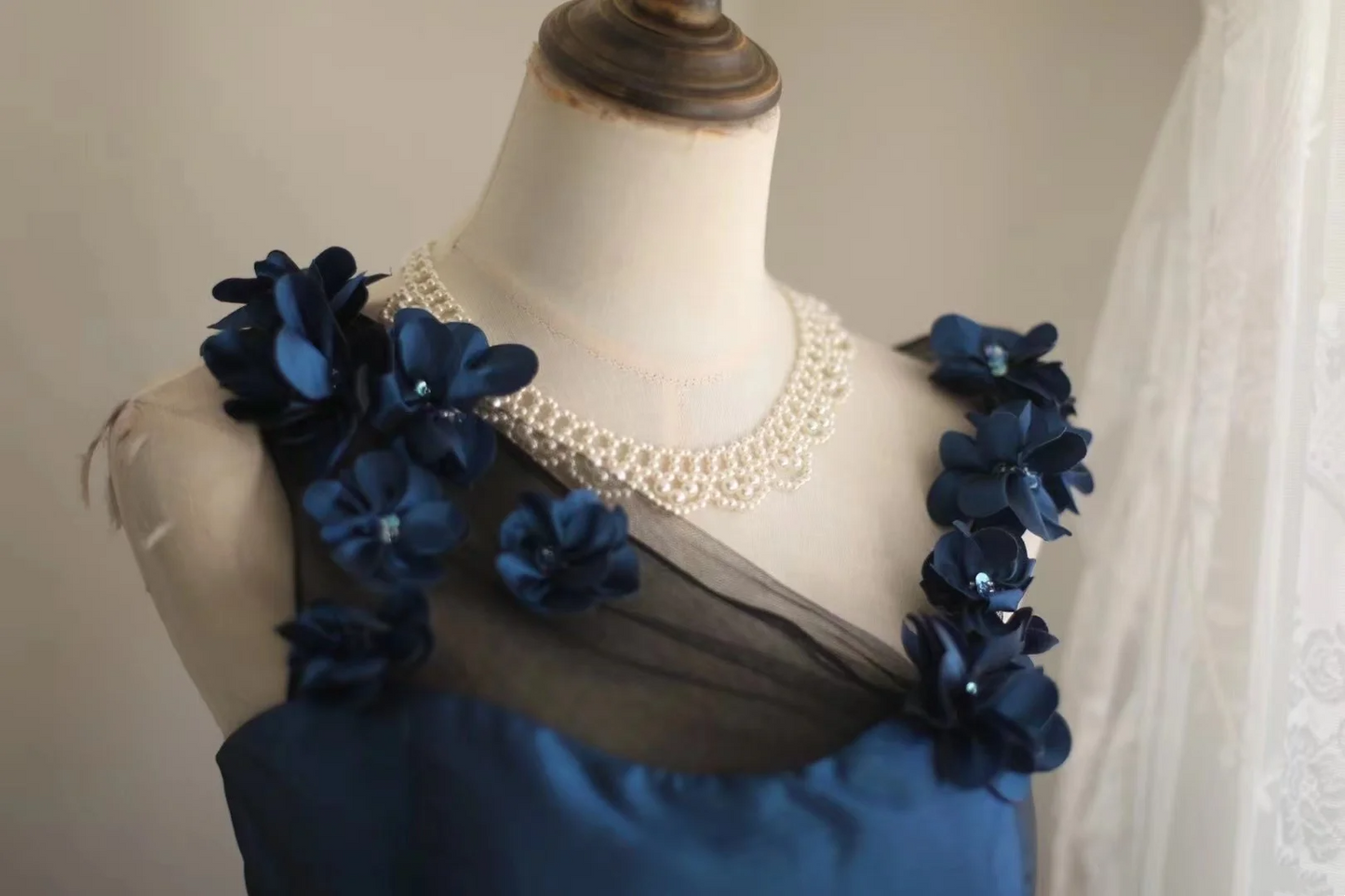 Vintage A Line Navy Blue Satin Flowers Mini Short Formal 8th Grade Homecoming Dresses Summer Middle School Hoco Dress 18th Birthday Outfits DH1310