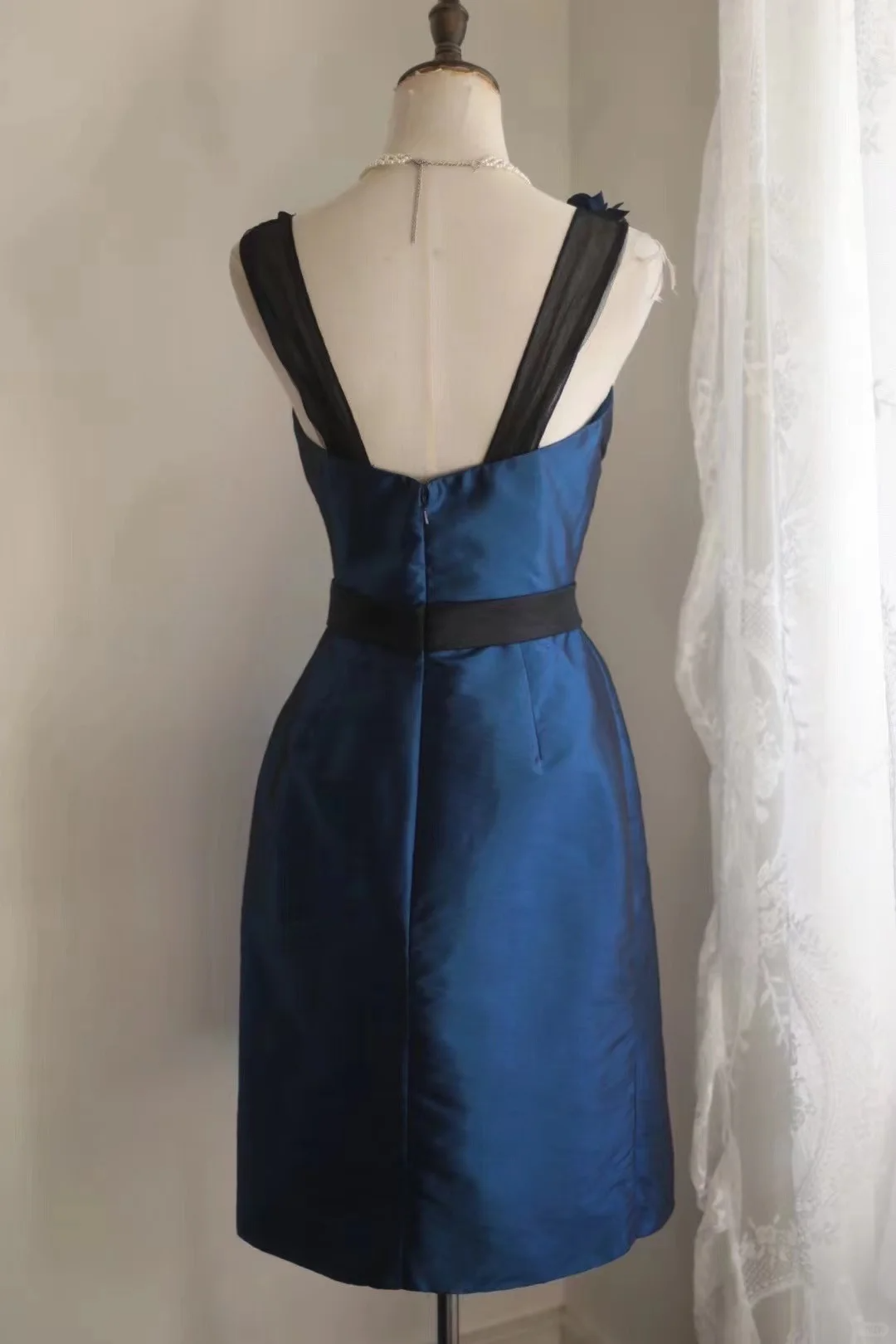 Vintage A Line Navy Blue Satin Flowers Mini Short Formal 8th Grade Homecoming Dresses Summer Middle School Hoco Dress 18th Birthday Outfits DH1310