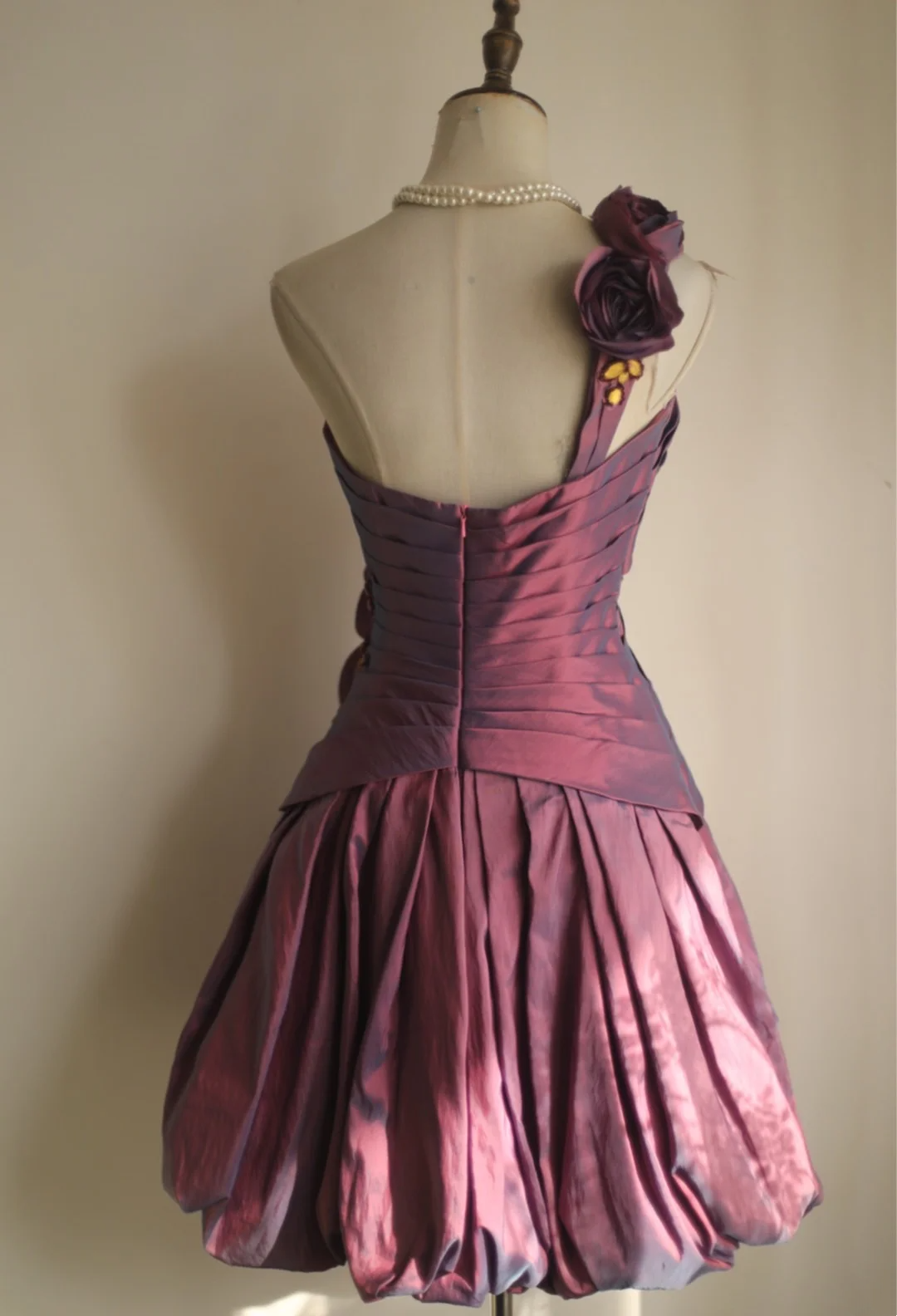 Retro Ball Gown One Shoulder Burgundy Taffeta Mini Short Formal 8th Grade Homecoming Dresses Summer Middle School Hoco Dress 16th Birthday Outfits DH1312