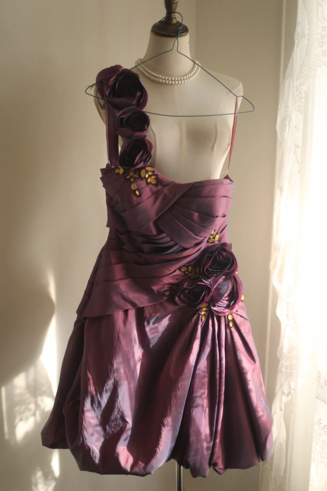 Retro Ball Gown One Shoulder Burgundy Taffeta Mini Short Formal 8th Grade Homecoming Dresses Summer Middle School Hoco Dress 16th Birthday Outfits DH1312