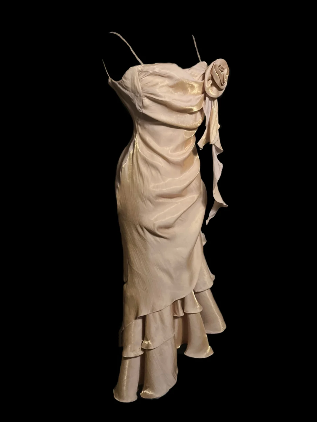 Unique Sheath Spaghetti Straps Gold Tea Length Formal 7th Grade Homecoming Dresses Middle School Mid Length Prom Dress Hoco Outfits DH1321