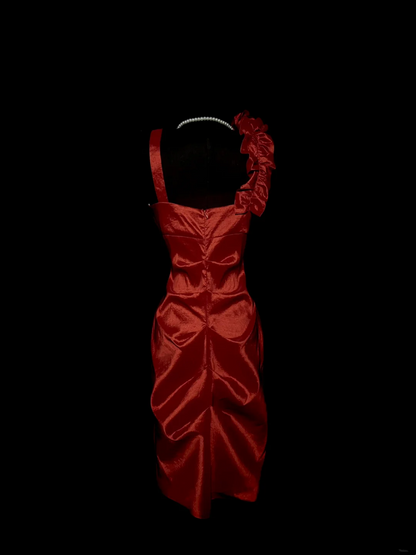 Unique Sheath V Neck Sleeveless Red Knee Length Formal 7th Grade Homecoming Dresses Middle School Prom Dress Hoco Outfits DH1323