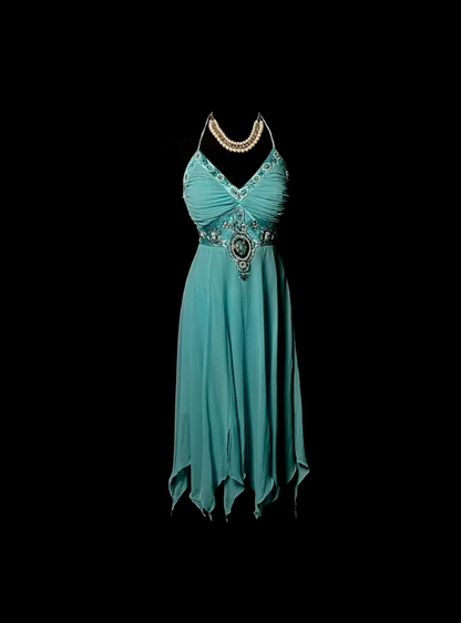 Vintage A line Halter Blue Chiffon Formal 7th Grade Homecoming Dresses Middle School Short Prom Dress Hoco Outfits DH1324