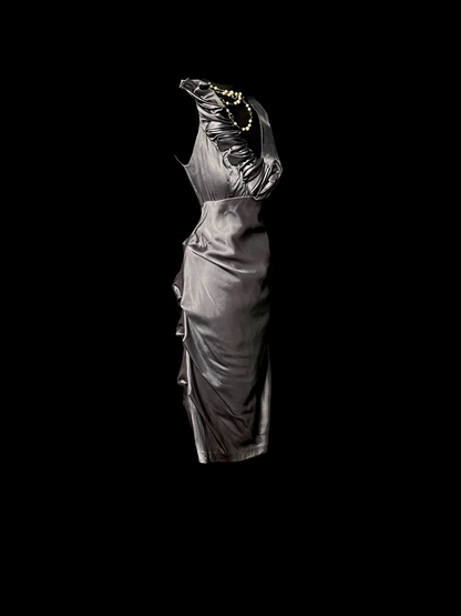 Unique Sheath V Neck Sleeveless Gray Knee Length Formal 7th Grade Homecoming Dresses Middle School Prom Dress Hoco Outfits DH1326