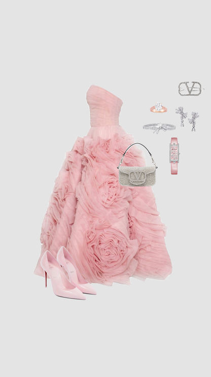 Modest Ball Gown One Shoulder Pink Tulle Sleeveless Long Evening Party Gowns Evening Dress Special Formal Dresses Prom Dress DH1351