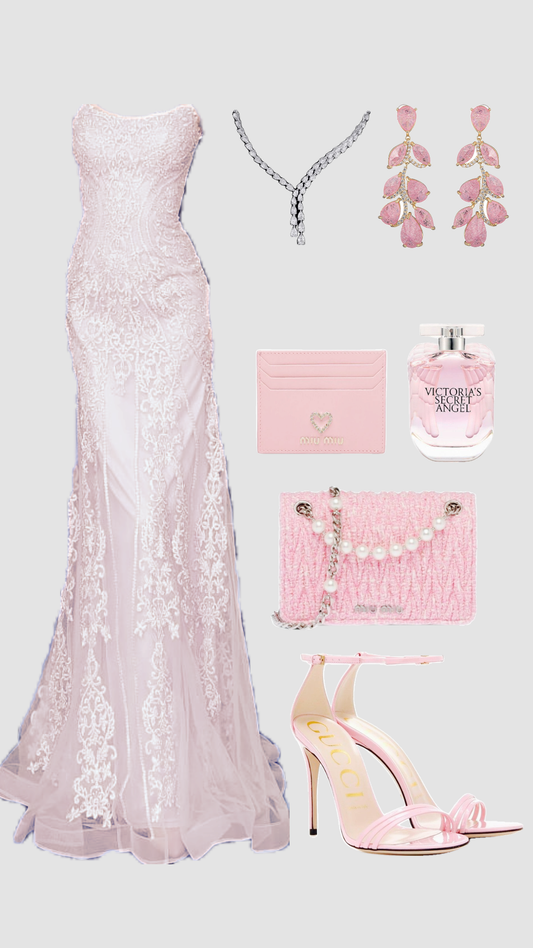 Modest Mermaid Strapless Light Pink Lace Sleeveless Long Evening Party Gowns Evening Dress Special Formal Dresses Prom Dress DH1359