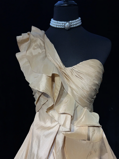 Cute Ball Gown One Shoulder Champagne Taffeta Mini Short Formal 7th Grade Homecoming Dresses Middle School Short Prom Dress Cocktail Birthday Outfits DH1434