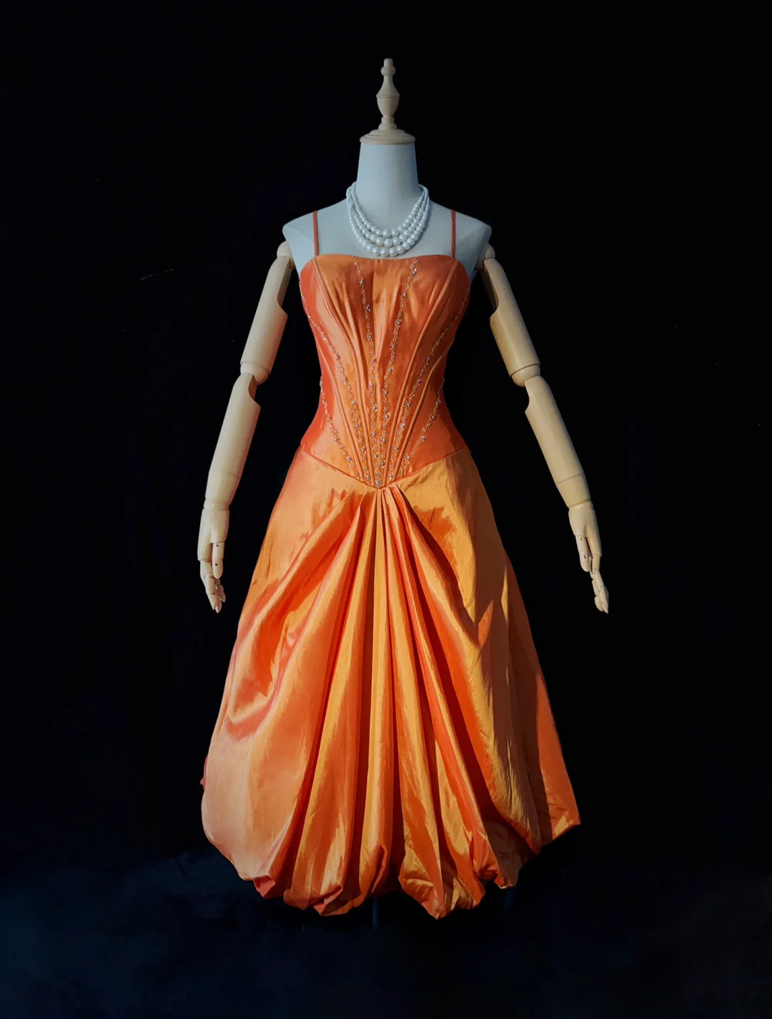 Vintage Ball Gown Spaghetti Straps Orange Taffeta Knee Length Formal 8th Grade Homecoming Dresses Middle School Prom Dress Hoco Outfits DH1438