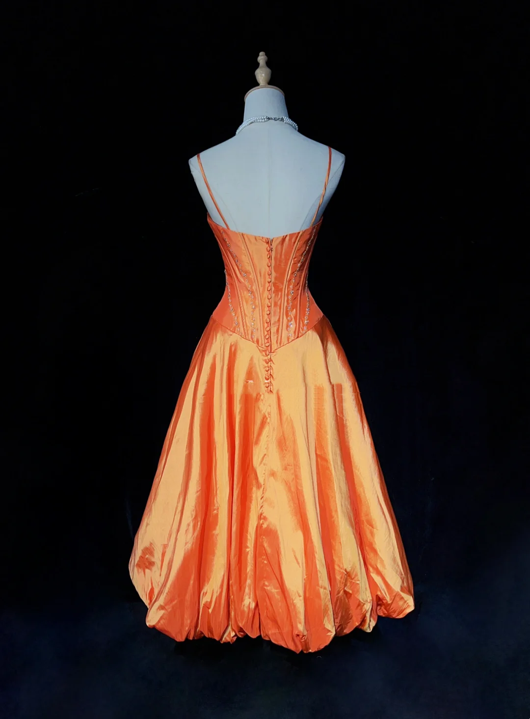 Vintage Ball Gown Spaghetti Straps Orange Taffeta Knee Length Formal 8th Grade Homecoming Dresses Middle School Prom Dress Hoco Outfits DH1438
