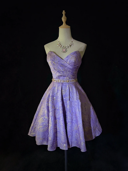 Unique A Line Sweetheart Satin Lilac Lace Short Mini Formal 7th Grade Homecoming Dresses Middle School Short Cocktail Night Dress Hoco Outfits DH1439