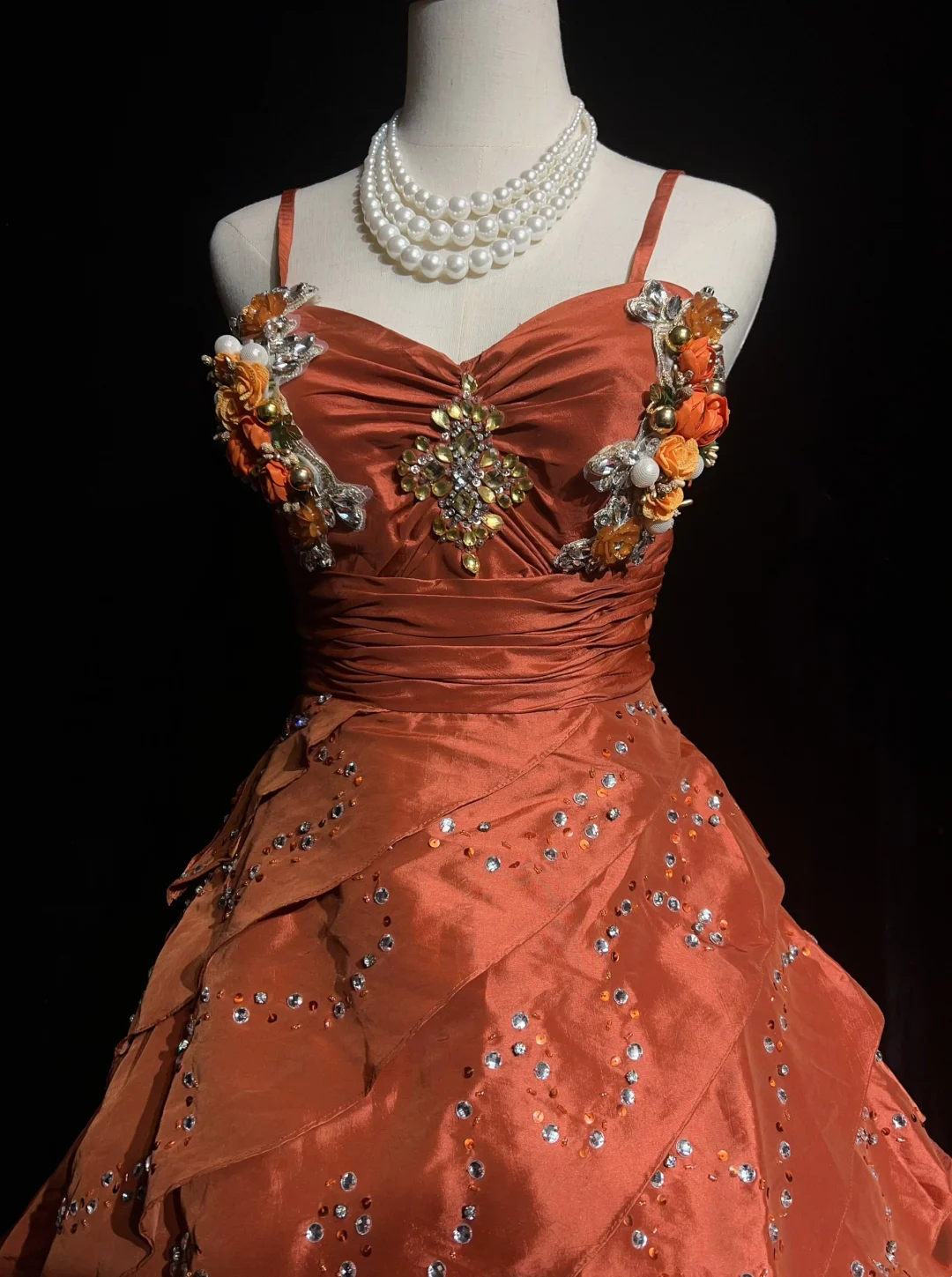 Cute Ball Gown Sweetheart Orange Taffeta Layers Formal 7th Grade Homecoming Dresses Middle School Short Prom Dress Cocktail Birthday Outfits DH1449