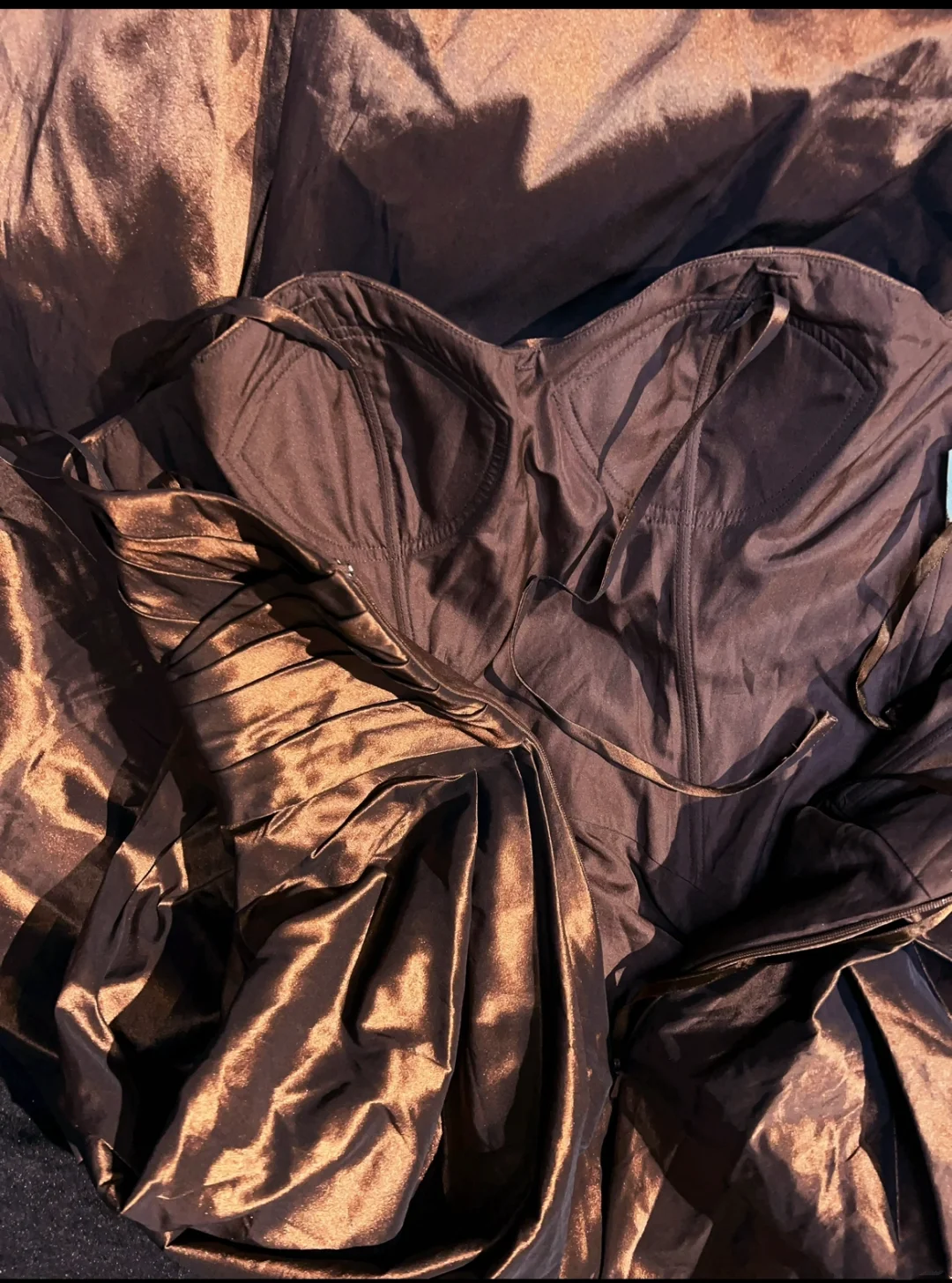 Pretty A line Spaghetti Straps Brown Taffeta Long Prom Dresses Party Dress Summer 20th Birthday Outfits 18th Birthday Dresses DH1470