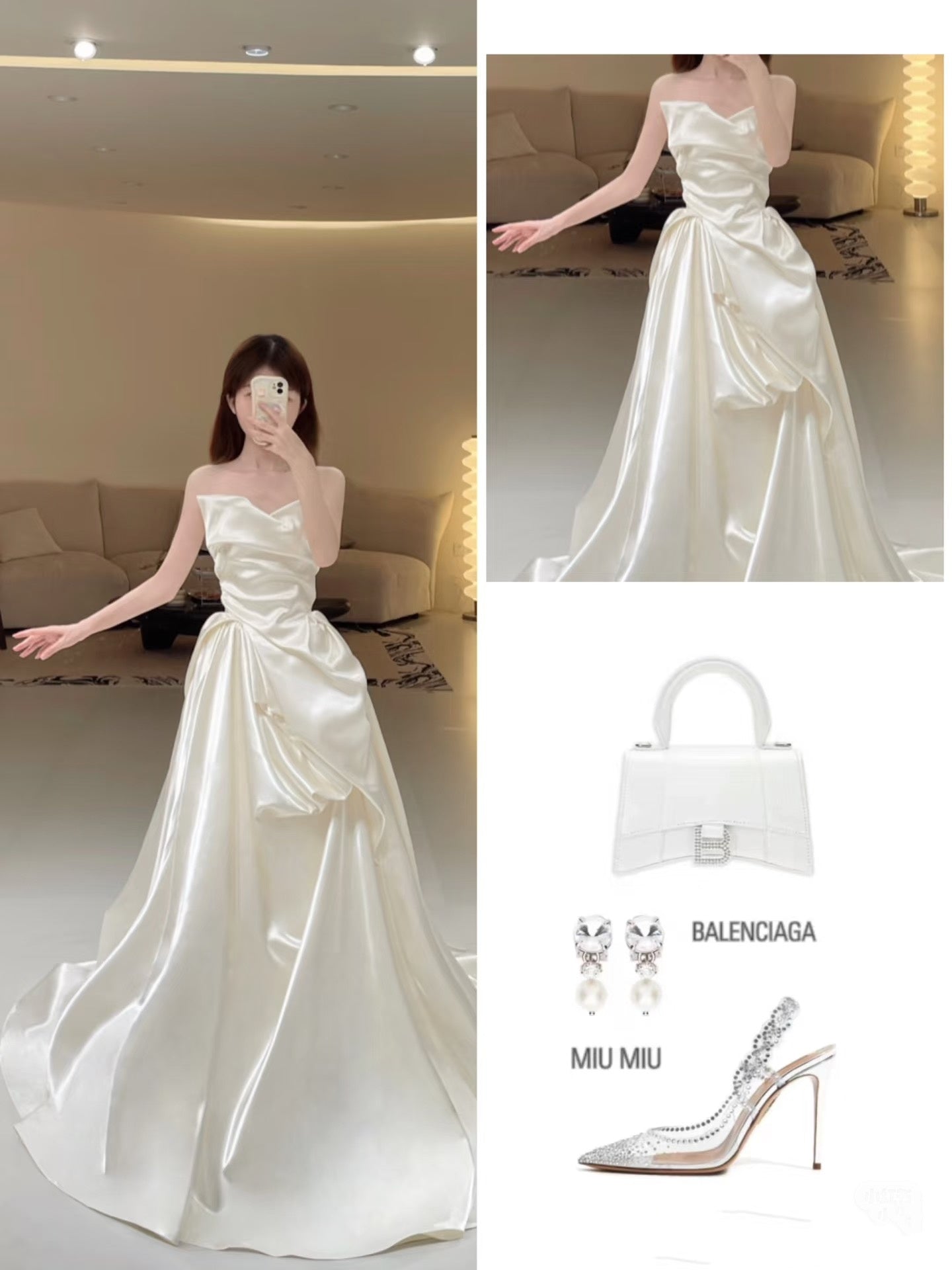 Unique Wedding Dresses Ball Gown Sweetheart Neck Satin White Long Wedding Dresses Simple Bride Dress Bridal Gowns DH1482
