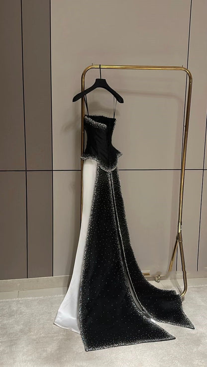Retro Wedding Dresses Mermaid Strapless Satin Black Long Wedding Dresses Simple Bride Dress Bridal Gowns DH1488