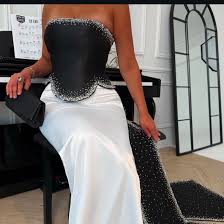 Retro Wedding Dresses Mermaid Strapless Satin Black Long Wedding Dresses Simple Bride Dress Bridal Gowns DH1488