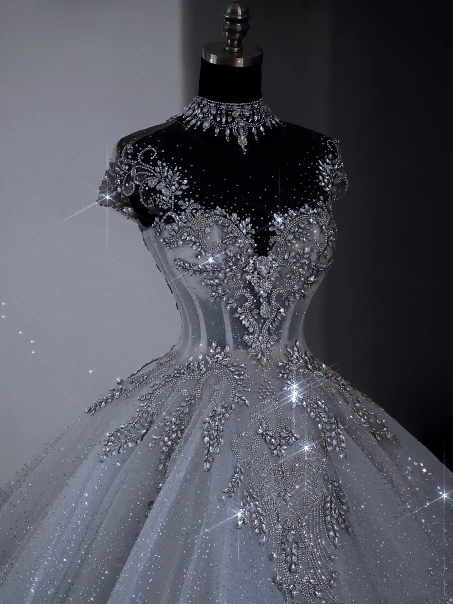 Unique Bridal Dress Ball Gown Scoop White Sequin Long Wedding Dresses Luxury Bride Dress Bridal Gowns DH1519